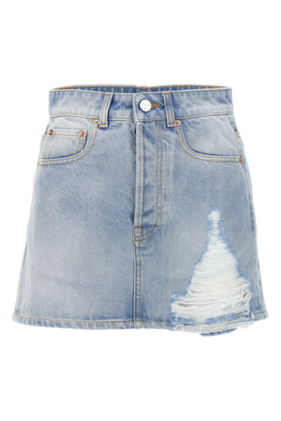 Shop Vetements Women 'destroyed' Skirt In Blue