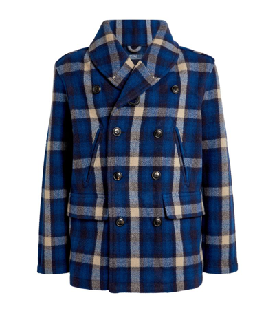 Shop Polo Ralph Lauren Wool-blend Plaid Pea Coat In Multi