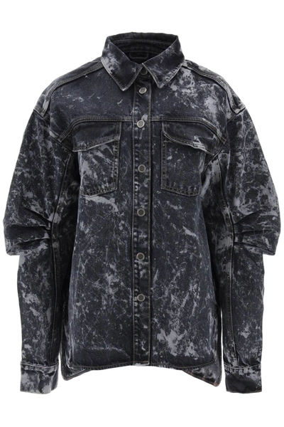 Shop Rotate Birger Christensen Acid Washed Denim Overshirt In Grey