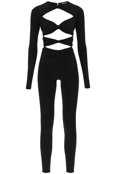 Shop Roberto Cavalli Long Sleeved Jumpsuit With Cut Outs In Black