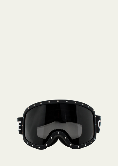 Shop Celine Men's Rhinestone Acetate Ski Goggles In Matte Black Cryst