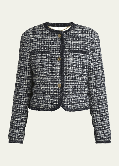 Shop Moncler Eliadi Tweed Jacket In Aqua