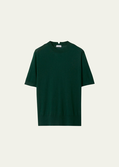 Shop Burberry Short-sleeve Wool Top In Ivy