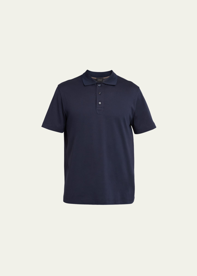 Shop Brioni Men's Solid Cotton Polo Shirt In Navy