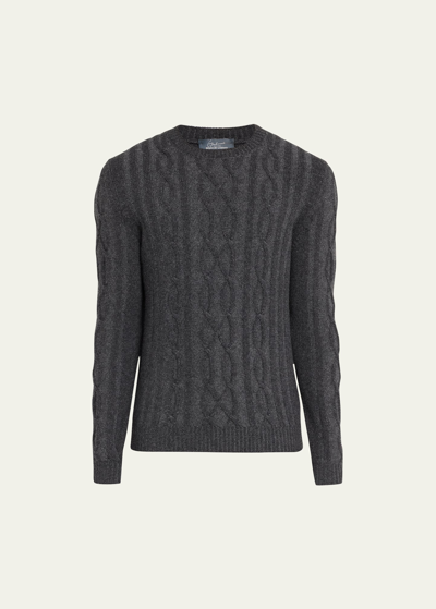Shop Bergdorf Goodman Men's Aran Vanise Cable Knit Crewneck Sweater In Charcoal 309