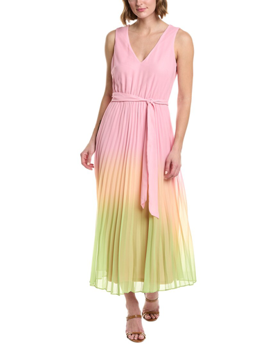 Shop Taylor Ombre Cambria Chiffon Midi Dress In Pink