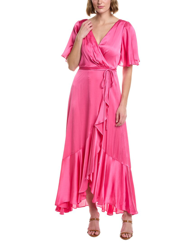 Shop Taylor Satin Crinkle Crepe Maxi Dress In Pink