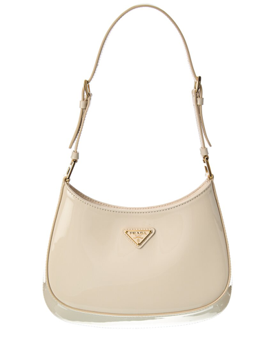 Shop Prada Cleo Patent Shoulder Bag In White