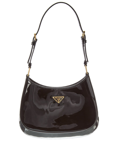 Shop Prada Cleo Patent Shoulder Bag In Black