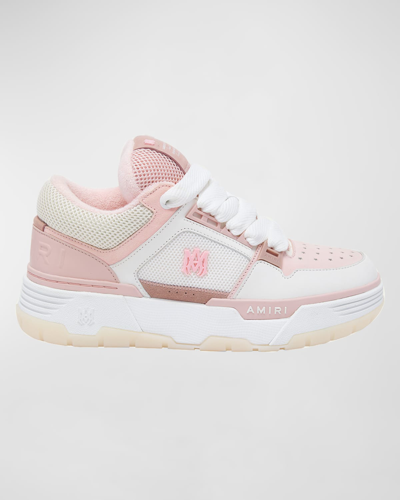 Shop Amiri Ma-1 Leather Mesh Sneakers In 651 Pink