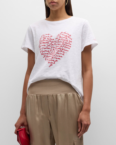 Shop Cinq À Sept Je T'aime Heart Word Cloud Short-sleeve T-shirt In Whitered