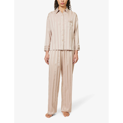 Shop Lounge Underwear Women's Mink Striped Relaxed-fit Stretch-recycled Polyester Pyjama Shirt