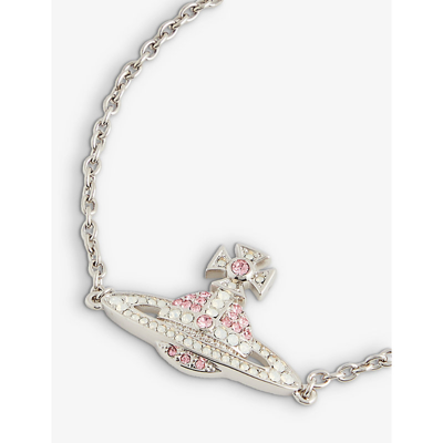 Shop Vivienne Westwood Jewellery Kika Crystal-embellished Brass Bracelet In Platinum/l Rose,w Opa