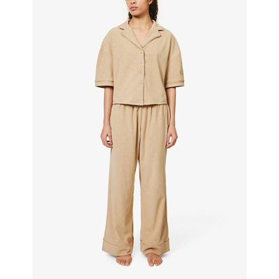 Shop Lounge Underwear Luxury Logo-embossed Stretch-recycled Polyester Pyjama Shirt In Mink