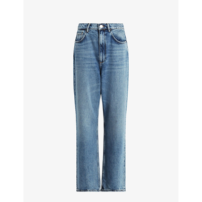 Shop Allsaints Women's Vintage Indigo Blake Low-rise Wide-leg Denim Jeans