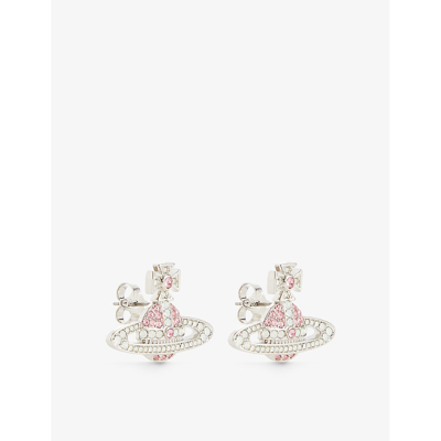 Shop Vivienne Westwood Jewellery Womens Platinum/l Rose,w Opa Kika Crystal-embellished Brass Stud Earring
