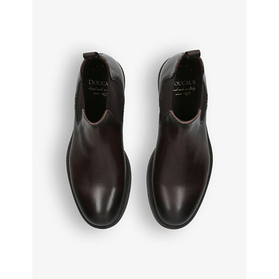 Shop Doucal's Doucals Men's Dark Brown Low-top Leather Chelsea Boots