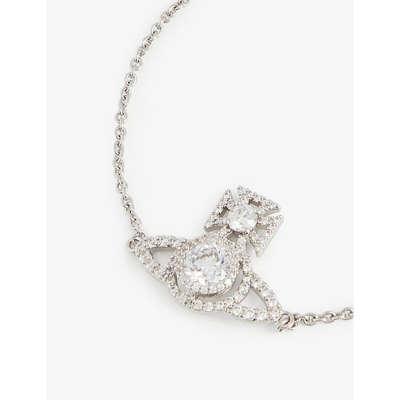 Shop Vivienne Westwood Jewellery Norabelle Brass And Cubic Zirconia Bracelet In Platinum / White Cz
