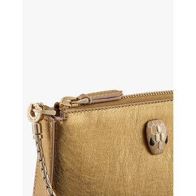 Bvlgari Womens Gold Serpenti Forever Metallic Leather Shoulder Bag In Gold
