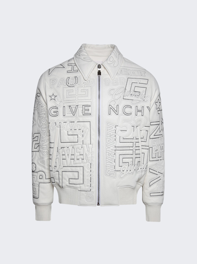 Shop Givenchy Leaher Varsity Jacket In White