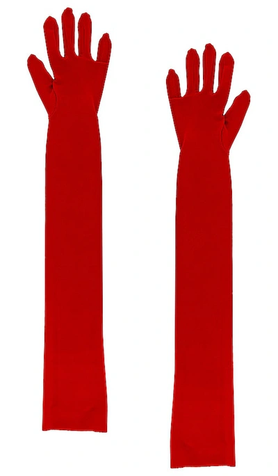 Shop Norma Kamali Long Gloves In Red