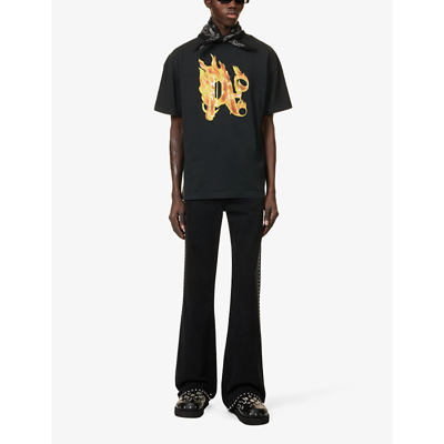 Palm Angels "burning Monogram T In Black Gold