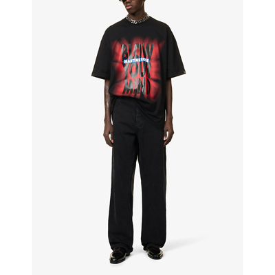 Shop Martine Rose Mens Black Graphic-print Ribbed-trim Cotton-jersey T-shirt