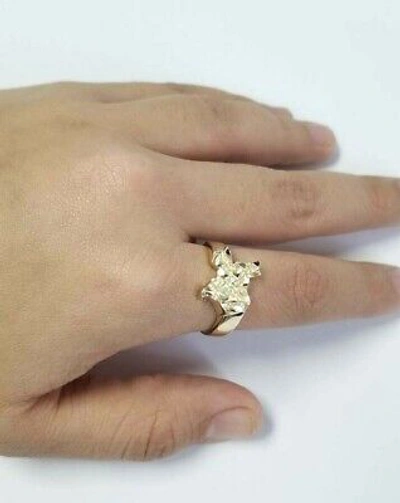 Pre-owned Lonestar 10k Yellow Gold Texas State Ring Size 10 Band Usa Nugget Lone Star Unisex Gift