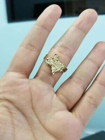 Pre-owned Lonestar 10k Yellow Gold Texas State Ring Size 10 Band Usa Nugget Lone Star Unisex Gift
