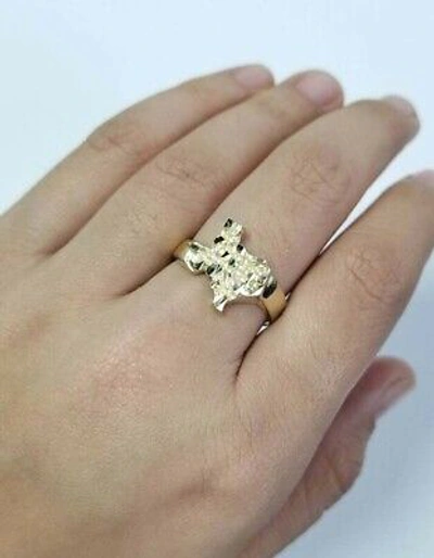Pre-owned Lonestar 10k Yellow Gold Texas State Ring Size 10 Band Usa Nugget Lone Star Unisex Gift