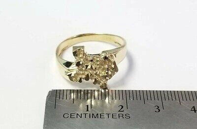 Pre-owned Lonestar 10k Yellow Gold Texas State Ring Size 10 Band Usa Nugget Lone Star Unisex Gift