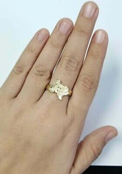 Pre-owned Lonestar 10k Yellow Gold Texas State Ring Size 10 Band Usa Nugget Lone Star Unisex Gift