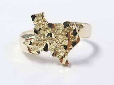 Pre-owned Lonestar 10k Yellow Gold Texas State Ring Size 10 Band Usa Nugget Lone Star Unisex Gift