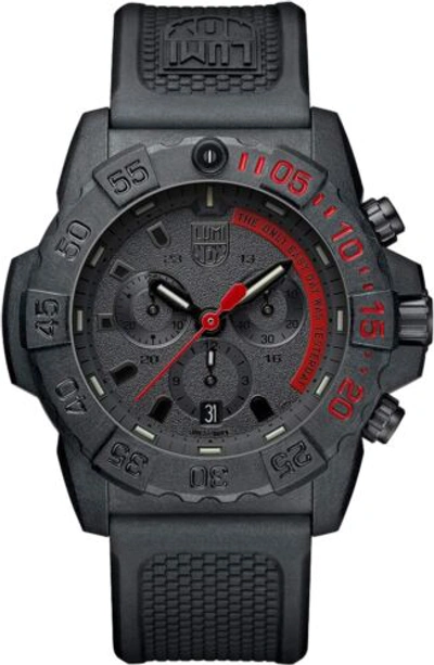 Pre-owned Luminox Xs.3581.ey Men's Navy Seal Military Dive Watch, Black/red