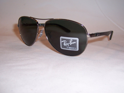 Pre-owned Ray Ban Rayban Sunglasses Carbon Fibre Rb 8313 004/n5 Gunmetal/green Polarized 61mm