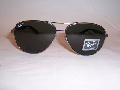 Pre-owned Ray Ban Rayban Sunglasses Carbon Fibre Rb 8313 004/n5 Gunmetal/green Polarized 61mm