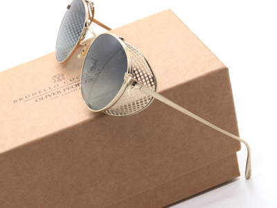 Pre-owned Oliver Peoples Brunello Cucinelli Ov1323s 5271q8 Cesarino-m Gold Sunglasses In Marine Gradient