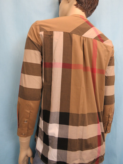 Pre-owned Burberry Beige Cotton House Check Button Front Long Sleeve Blouse Shirt Us 2