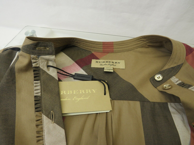 Pre-owned Burberry Beige Cotton House Check Button Front Long Sleeve Blouse Shirt Us 2