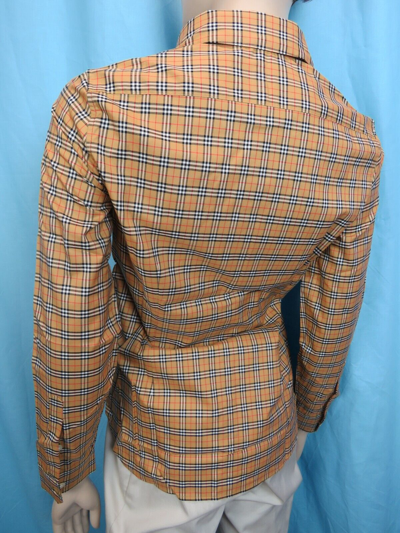 Pre-owned Burberry Crow Beige Cotton Ip Nova Check Long Sleeve Blouse Shirt Us 2
