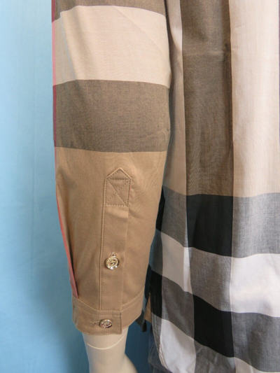 Pre-owned Burberry Beige Cotton House Check Button Front Long Sleeve Blouse Shirt Us 2