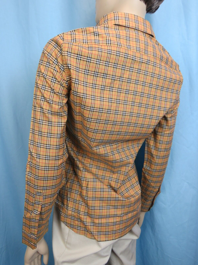 Pre-owned Burberry Crow Beige Cotton Ip Nova Check Long Sleeve Blouse Shirt Us 2