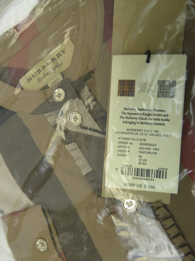 Pre-owned Burberry Beige Cotton House Check Button Front Long Sleeve Blouse Shirt Us 2