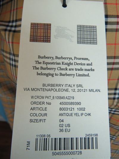 Pre-owned Burberry Crow Beige Cotton Ip Nova Check Long Sleeve Blouse Shirt Us 2