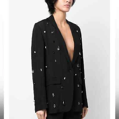 Pre-owned Forte Crystal-embellished Single-breasted Blazer In Black Size 4