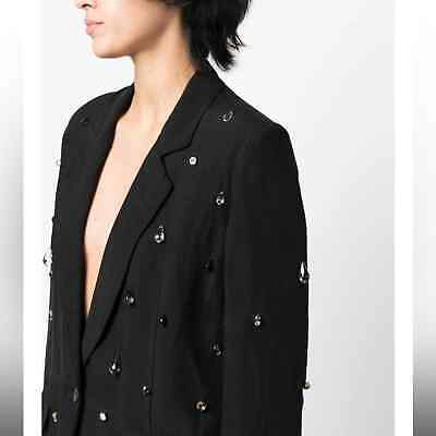 Pre-owned Forte Crystal-embellished Single-breasted Blazer In Black Size 4
