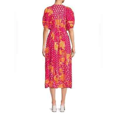 Pre-owned Poupette St Barth Reine Floral Shirt Dress Size M In Pink