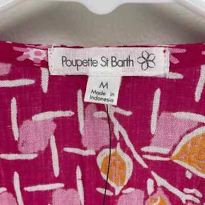Pre-owned Poupette St Barth Reine Floral Shirt Dress Size M In Pink