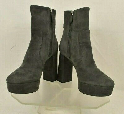 Pre-owned Prada 1tp221 Gray Suede Short Platform Ankle Classic Zip Boots 39 $975 Italy