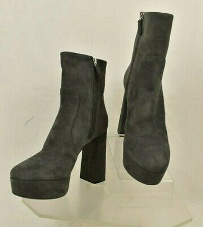 Pre-owned Prada 1tp221 Gray Suede Short Platform Ankle Classic Zip Boots 39 $975 Italy